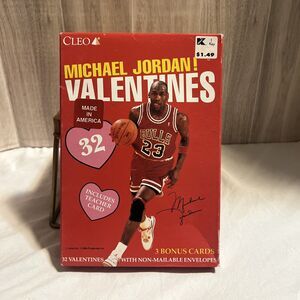 VTG SEALED 1991 MICHAEL JORDAN 32 VALENTINES CARDS CHICAGO BULLS BASKETBALL CLEO